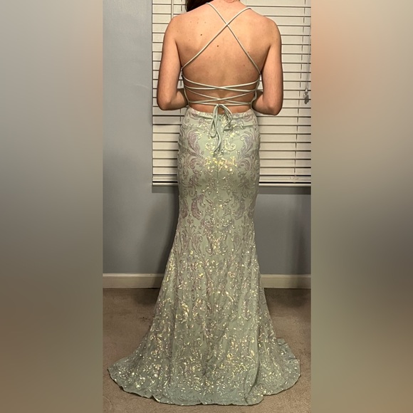 Beaded mint gown - Picture 2 of 3